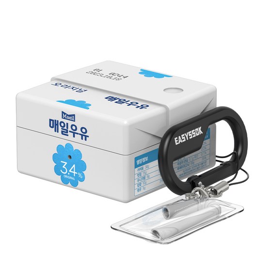 갤럭시 버즈 Fe 버즈2 프로 라이브 매일우유 케이스 ( 카라비너 포함 ), 1개, 블루