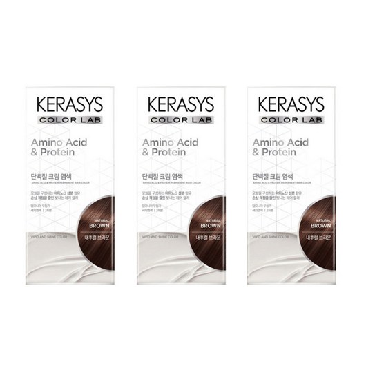 케라시스 단백질 크림 염색약 내추럴브라운 120g x 3, 단품, 3개