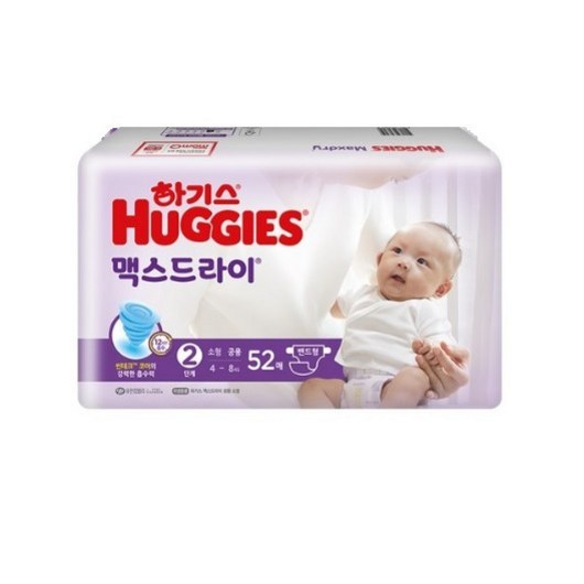 하기스 NEW 맥스드라이 밴드형 기저귀 남녀공용 소형 2단계(4~8kg), 2단계, 104매