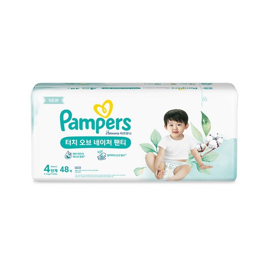 팸퍼스 터치 오브 네이처 팬티형 기저귀 4단계 (9-14kg), 48매