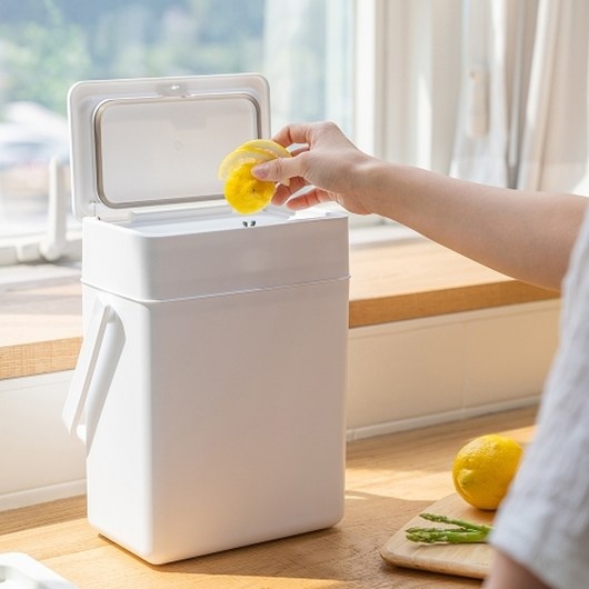 창신리빙 프랑코 모노 원터치 싱크대 음식물 쓰레기통 5L, 블랙, 1개
