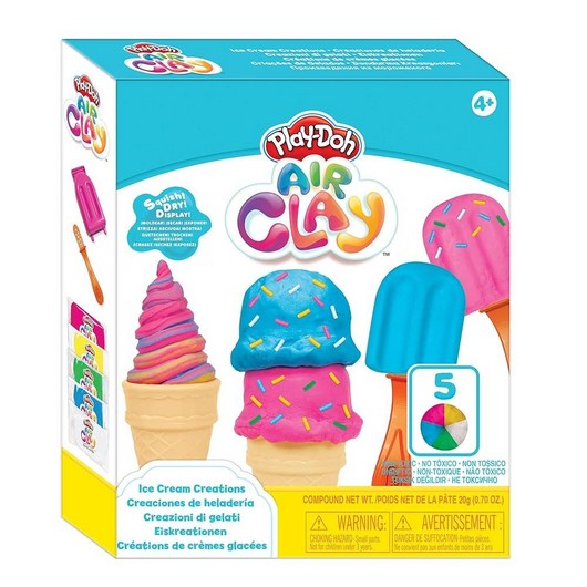 플레이도우 Play-Doh 에어 클레이 아이스크림 크리에이션 5가지 색상과 7가지 액세서리 포함 만 4세 이상 여아 및 남아용