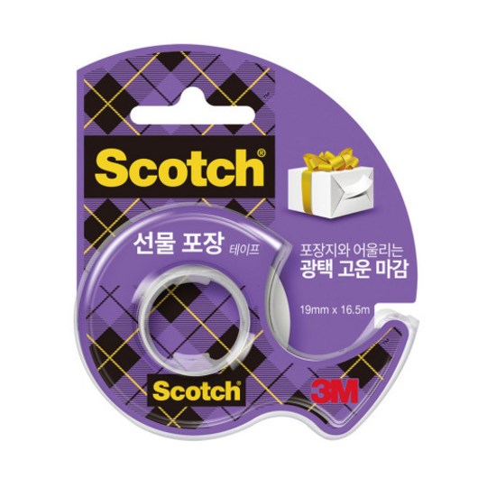 스카치 선물 포장용 테이프 디스펜서 19mm x 17m, 혼합색상, 3개
