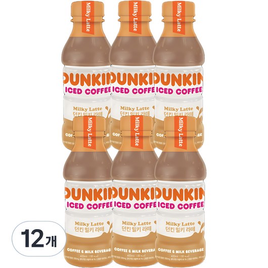 던킨도너츠 커피 밀키라떼, 400ml, 12개
