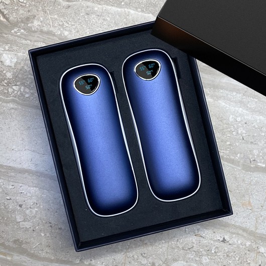 위드제이앤엠 양면발열 USB 충전식 휴대용 전기 손난로 대용량 보조배터리 전기 전자 핫팩 트윈 손난로 10000mAh, 네이비