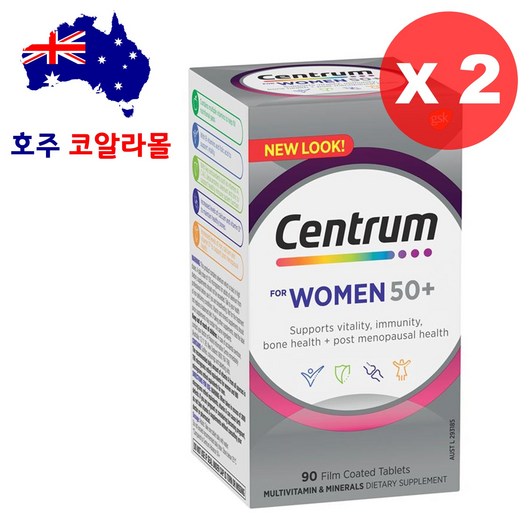 호주코알라몰 센트룸 실버 50세이상 여성 포우먼 Centrum Silver 비타민, 총2개, 1개, 90정