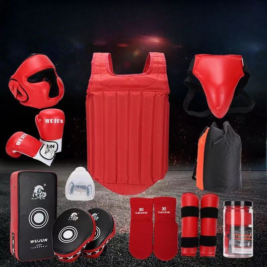격투기 풀페이스 헤드기어 장비 체육관 격투 권투 풀세트 훈련, 1개, 6. 5종 세트 - 블루
