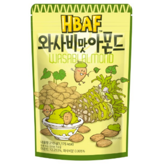 HBAF 바프 와사비맛아몬드, 190g, 6개 아몬드책