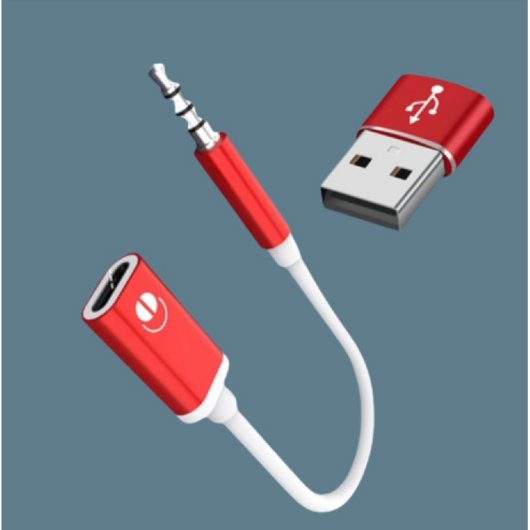 지구마켓 수 C 타입 암 헤드폰 Aux 케이블 변환기 젠더 어댑터 RED 4mm, 1개, 18cm