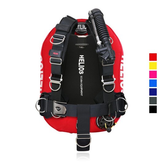 헬리오스 BCD 큐리오 A1 싱글탱크 BCD_코듀라 해양 부력조절기, 레드/28 bls, 스테인레스, A1퀵풀하네스(QP웨빙버를_스테인레스)