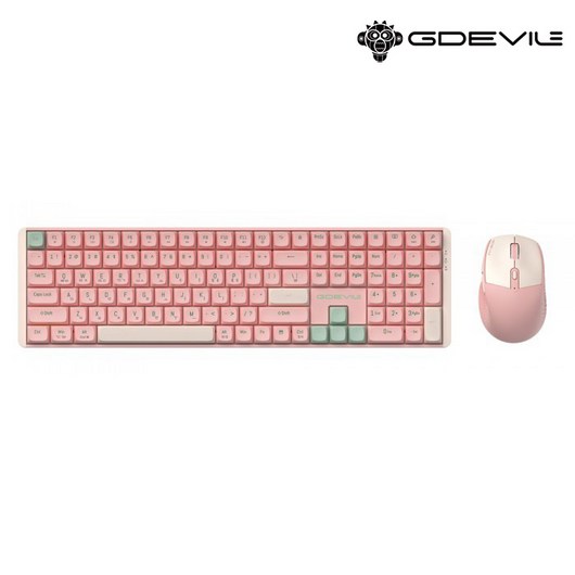 GDEVIL MK850W 무선 기계식 키보드 마우스 세트 (핑크)
