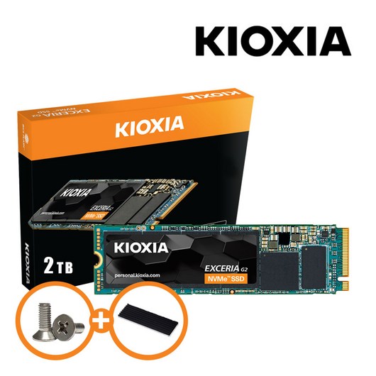 키오시아 EXCERIA G2 M.2 NVMeTM SSD + NVMe 방열판, 2TB, RC50500G00