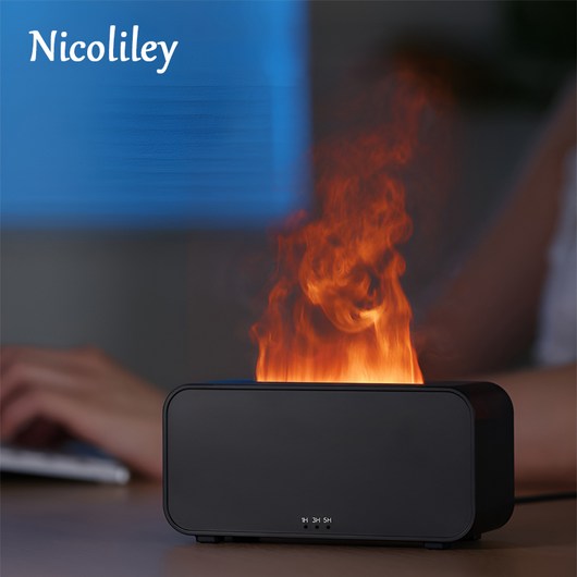 nicoliley 불멍 가습기 무드등 미니 가습기, 블랙, 1개, 120ml