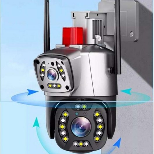 태양광 현관문 cctv 사각지대 파노라마 모니터 무선 가정용 휴대폰 실외 고화질 듀얼 스크린 카메라, 6MP 4G 듀얼 렌즈, 30일녹화 표준6~15m