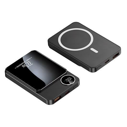 대용량 15W무선충전 PD23W QC3.0 맥세이프 호환 맥세이프보조배터리 10000mAh, 블랙