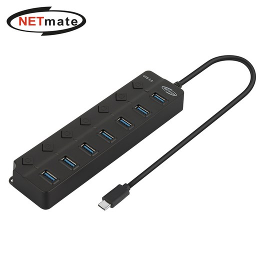 USB3.0 Type C 7포트 허브 USB-C 허브 블랙 NM-UBC305, 본상품선택, 1개
