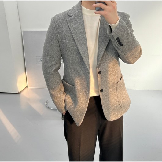 남성 울 블레이져 겨울 캐주얼 두꺼운 자켓 마이 3Color