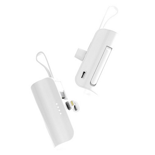미모아 2in1 일체형 미니 도킹형 MI-PM20 5000mAh C타입 8핀 거치형 갤럭시 아이폰 보조배터리, 메인C타입 보조 8핀 MI-PM20C