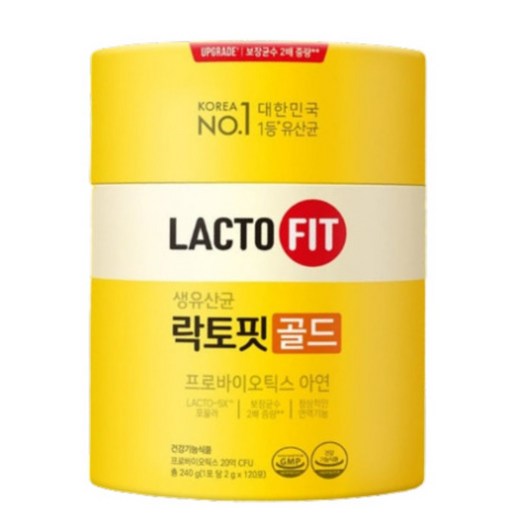 종근당 락토핏 골드 생유산균 프로바이오틱스 아연 120포 대용량, 240g, 1개
