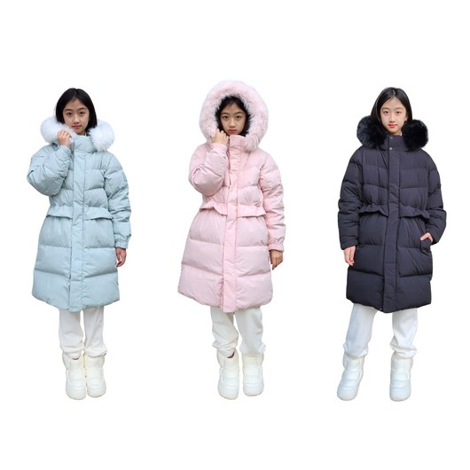{백화점 정품} 블랙야크키즈 24년 FW신상 풍성한 후드퍼가 매력적인 여아전용 롱 다운BKO롤링L다운자켓2 242018