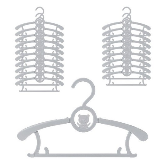 아이끌레 길이 조절 가능한 그레이 곰돌이 옷걸이 20개 세트 프로그아기옷걸이