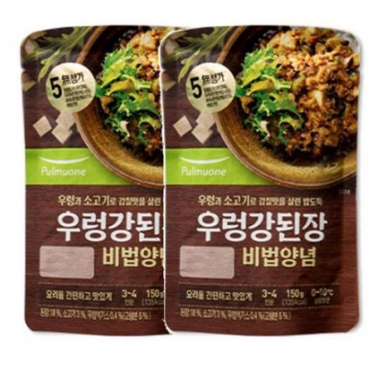 풀무원 [소문난] 우렁강된장 비빔양념 (3~4인분) (150g) x2개 1세트 가정식백반 기사식당 요리레시피, 2개, 300g