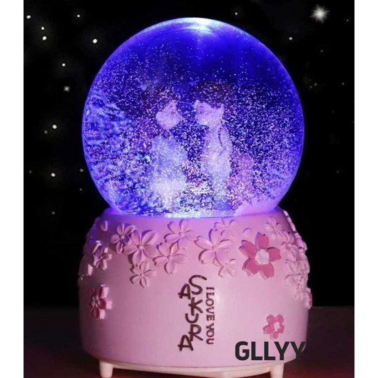 GLLYY 스노볼 소년소녀 워터볼 러브 오르골 크리스마스, 1개, 대형 커플 춤 눈등음