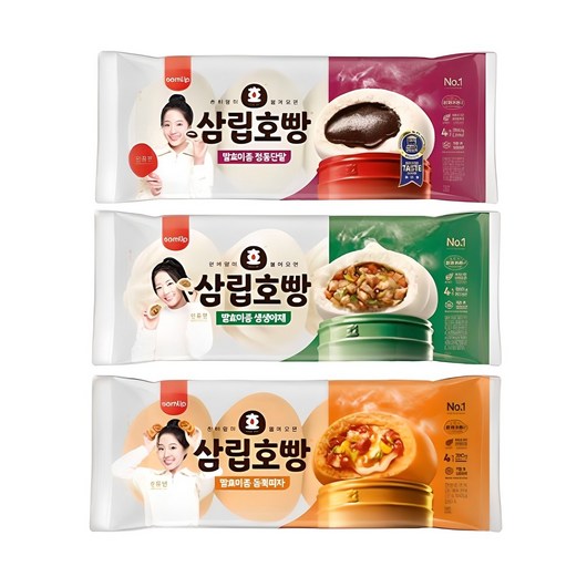 삼립 정통단팥호빵 1봉 + 야채호빵 1봉 + 피자호빵 1봉, 360g, 3개