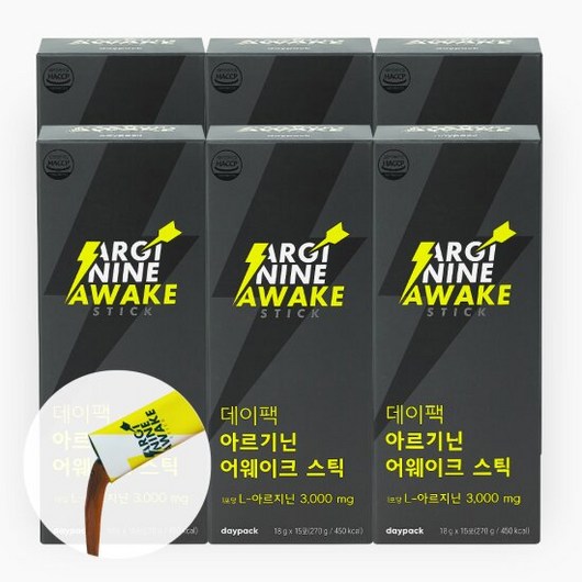 데이팩 아르기닌 어웨이크 스틱 6박스(총90포), 270g