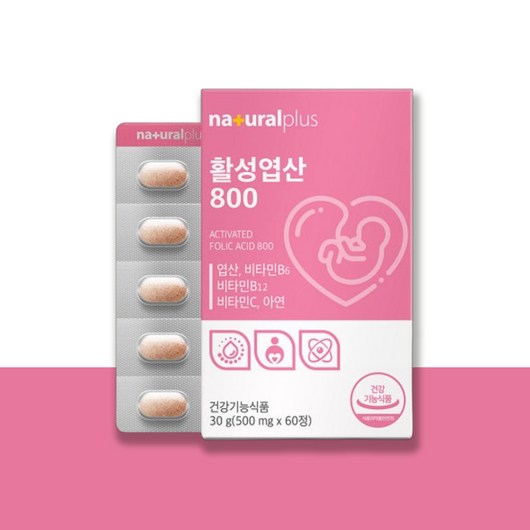 활성엽산 800 비타민B C 아연 함유 500mgx60정 맥주건조효모 해조칼슘 이노시톨 대나무수액추출분말