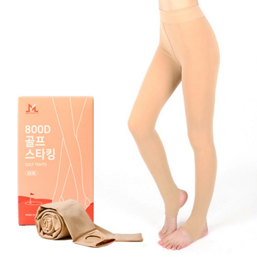 여성 따뜻한 기모 800D 골프 스타킹 압박 레깅스 (3가지 스킨 색상), 스킨색