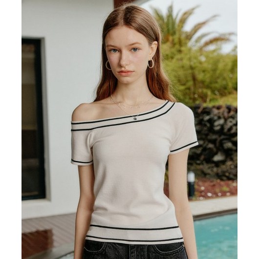 매장정품 LOOKAST 조안 원 오프 숄더 니트 탑 / JOAN ONE OFF SHOULDER KNIT TOP_4colors 23SSKN002 487068