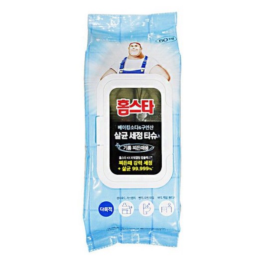 엘지 홈스타 베이킹소다 구연산 식초 담은 살균 세정 티슈 기름 찌든때용 60매 1개