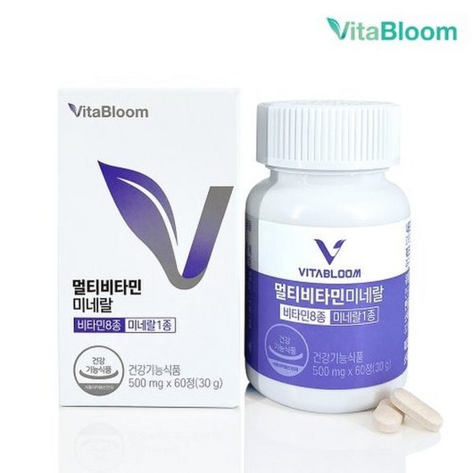 [비타블룸] 종합 멀티비타민앤미네랄 500mg x 60정 2개월분, 1개