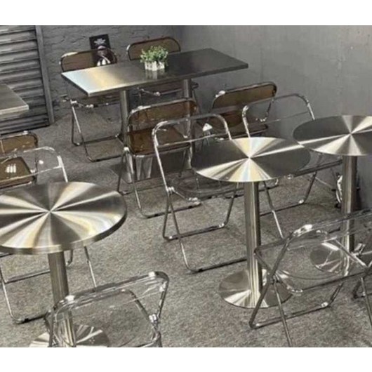 스텐 탁자 업소용 테이블 깡통테이블 고깃집 식당, 검은 의자