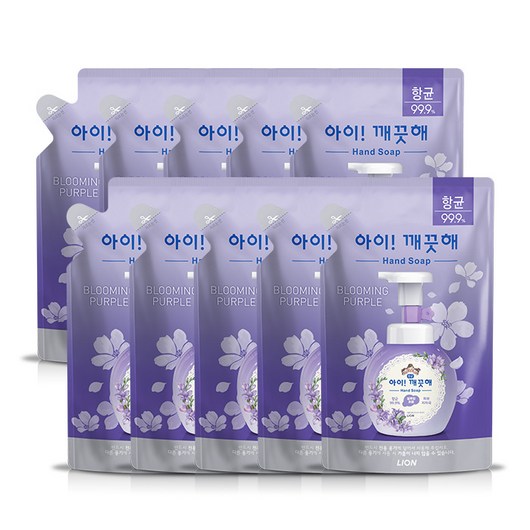 아이깨끗해 핸드워시 리필 블루밍퍼플, 200ml, 10개