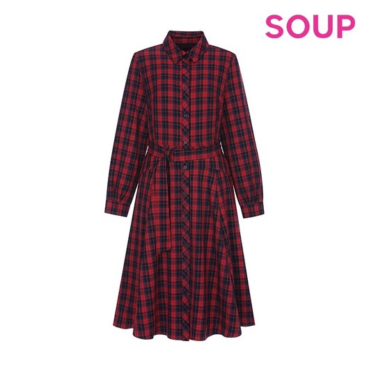 SOUP 체크 플레어 원피스 (SX9OPT0)
