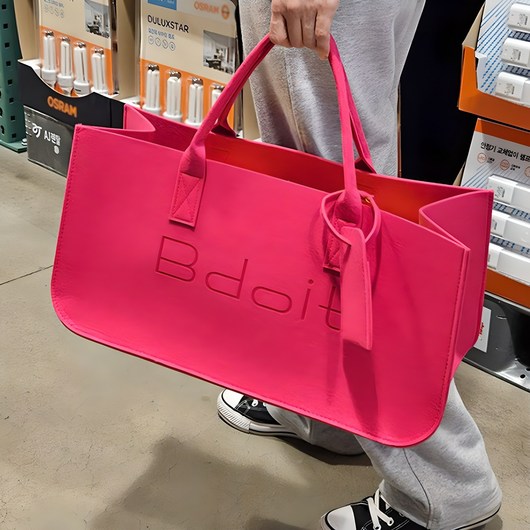 Bdoit 빅사이즈 장바구니 토트백 답례품 선물 가방 가벼운 부직포 펠트백, 1개, 핫핑크