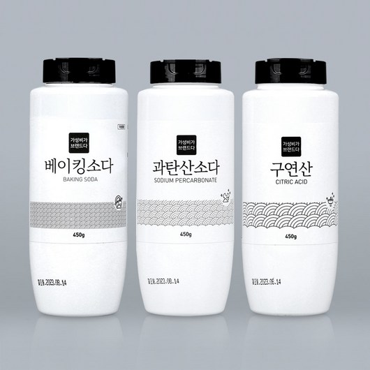베이킹소다+과탄산소다+구연산 450G x 3개(용기), 1세트