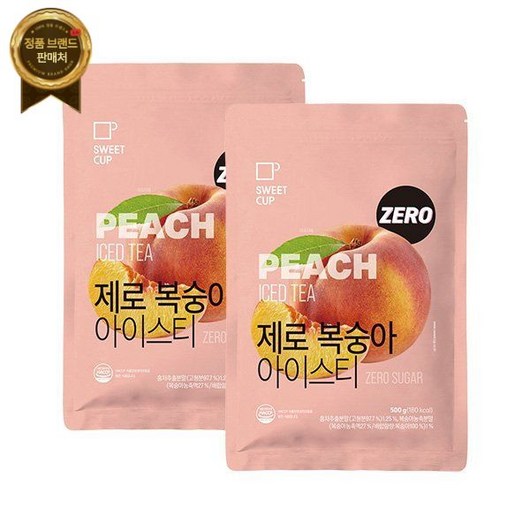 스위트컵메가커피 제로 복숭아 아이스티 파우더 500g 2개세트