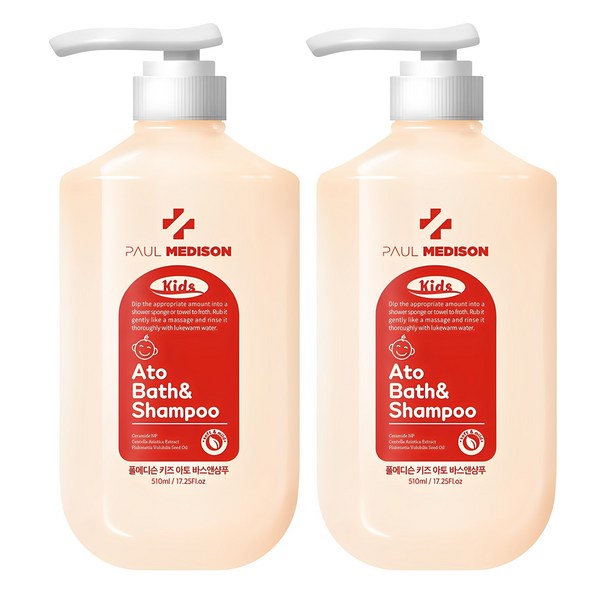 폴메디슨 키즈 아토 바스앤샴푸 올인원워시 베이비파우더향, 510ml, 2개