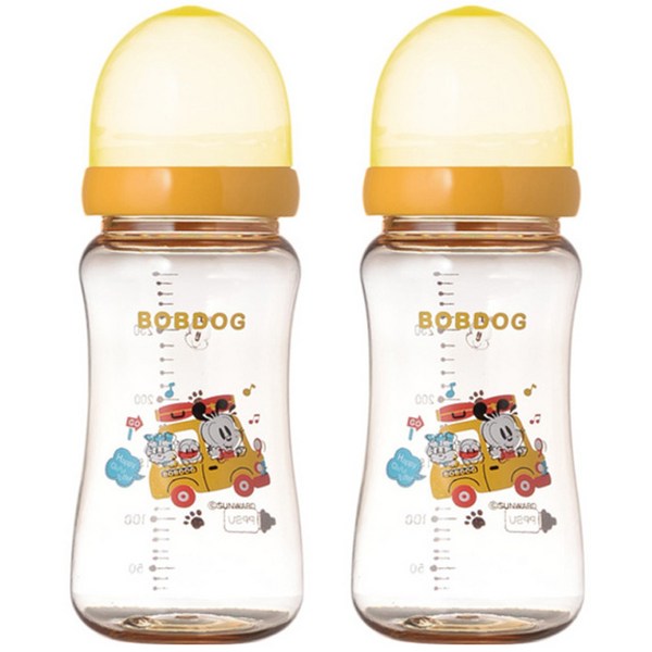 리틀밥독 PPSU 젖병 트윈팩 300ml 2개입, 옐로우, 2개