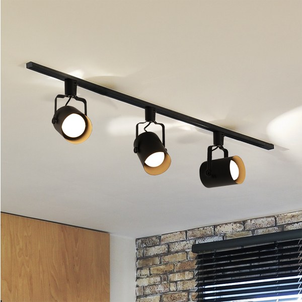  샛별하우스 원통스포트 레일형 조명 3구 세트, 블랙 