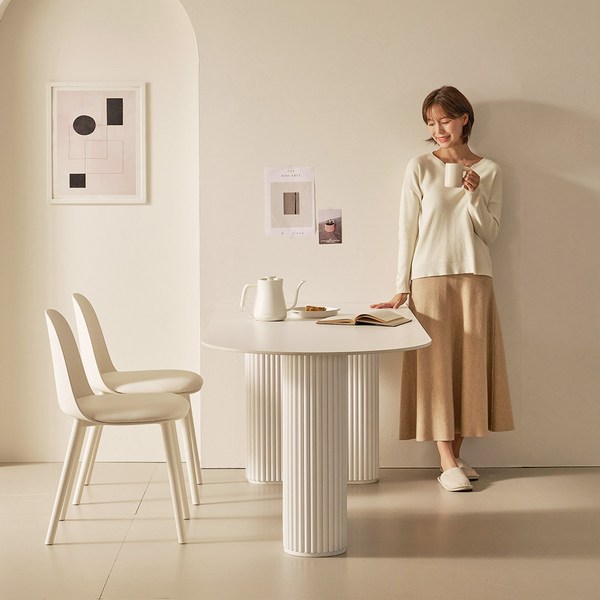 그레이스 세라믹 반타원 테이블 1600 방문설치, 상판 화이트+다리 화이트