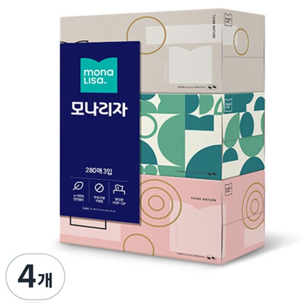 모나리자 펄프 미용티슈 2겹, 280매, 12개
