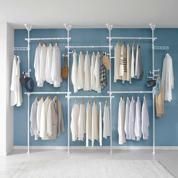 이지온 캑터스 드레스룸 조립식 선반행거 고정식 EOC32-406, 화이트
