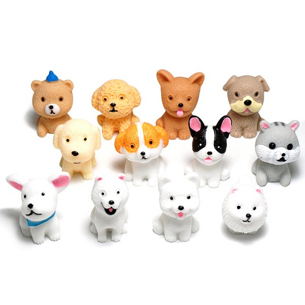  포레스 테라리움 재료 미니 아기 강아지 피규어 12종 세트, 혼합색상 