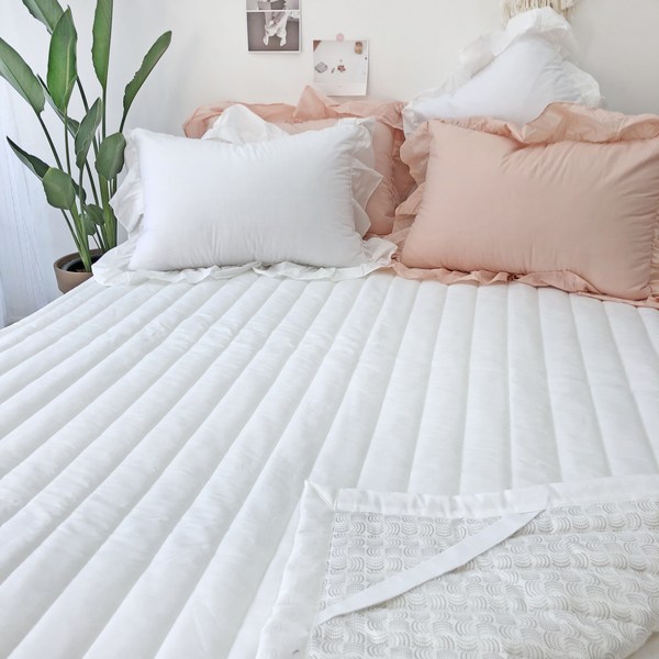 누블 퓨어 워싱 광목 미끄럼방지 고무밴딩 패드, 화이트