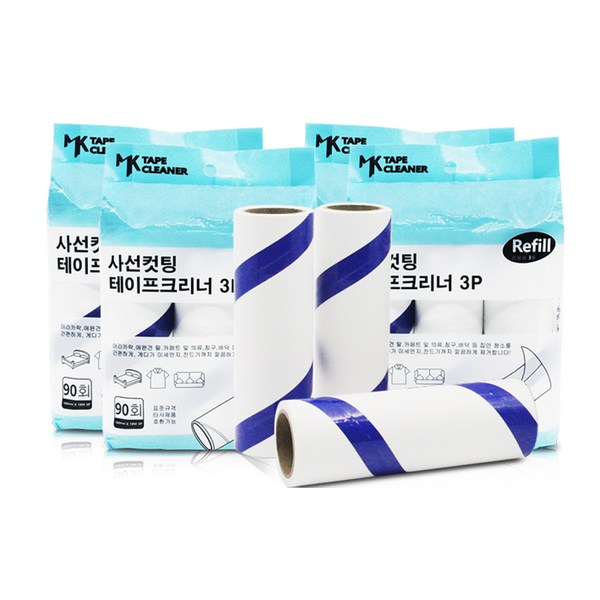 명강산업 사선컷팅 테이프 크리너 90회 리필 3p, 5개