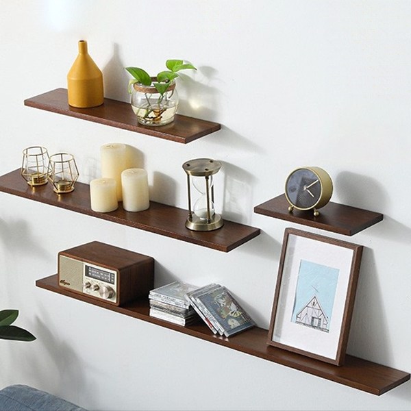  바이마음 퍼니쳐 원터치 무지주 선반 벽선반 M142, 월넛 